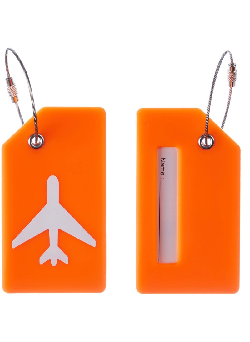 5 Pack Silicone Luggage Tag, With Name ID Card Quickly Spot Luggage Suitcase, Anti-lost Tag, Orange