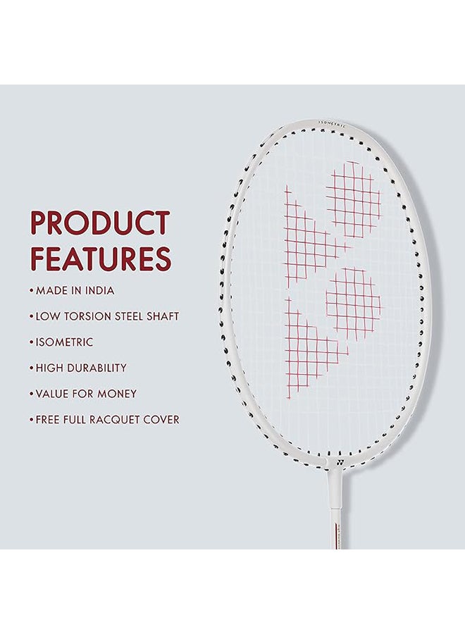 Gr 303I White Aluminium Badminton Racquet With Full Cover