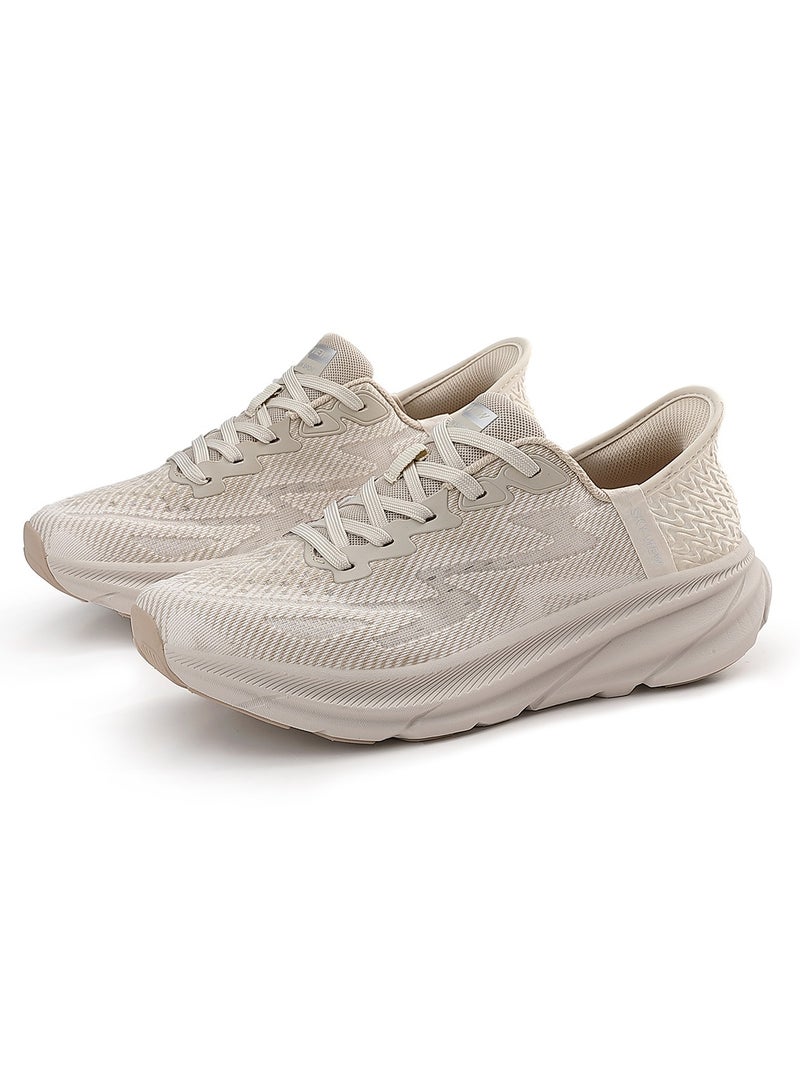 SKY VIEW Supportive Men And Women Hands Free Slip-ins Running Shoes Unisex Cushioned Breathable Athletic Fashion Sneakers Non Slip Walking Tennis Shoes Beige