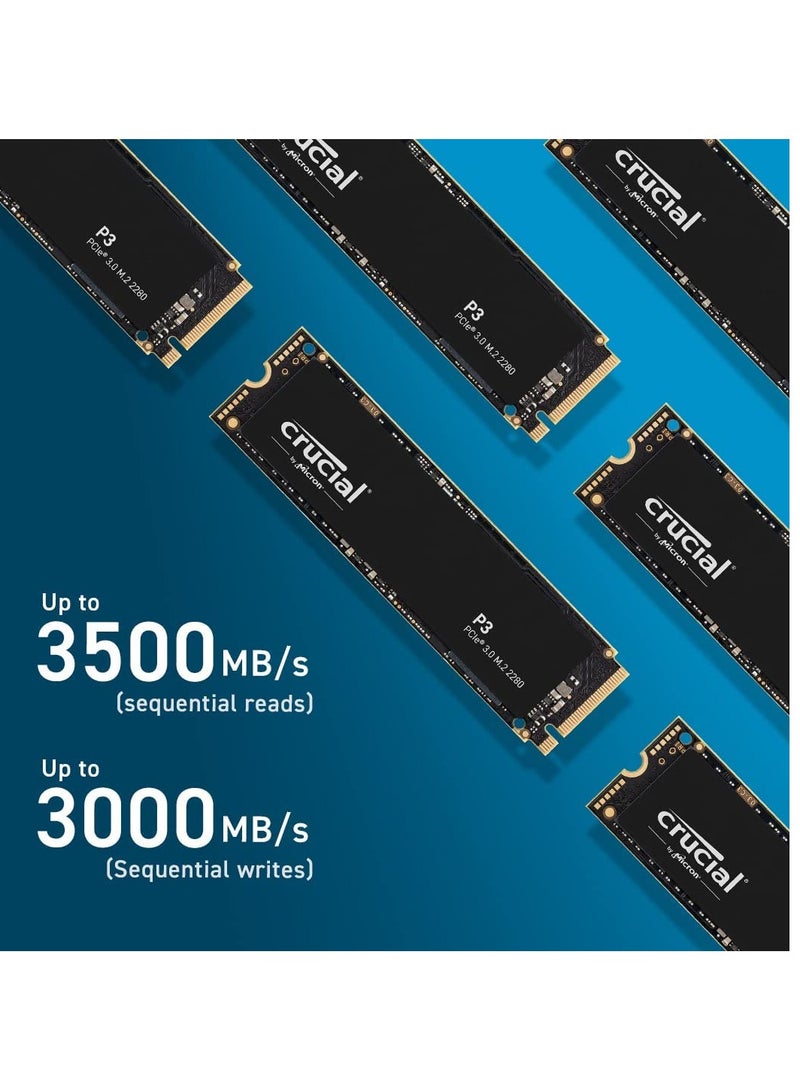 Crucial P3 M.2 NVMe SSD 500GB – PCI-Express 3.0 3D NAND – M.2 Internal SSD – Storage 500 GB