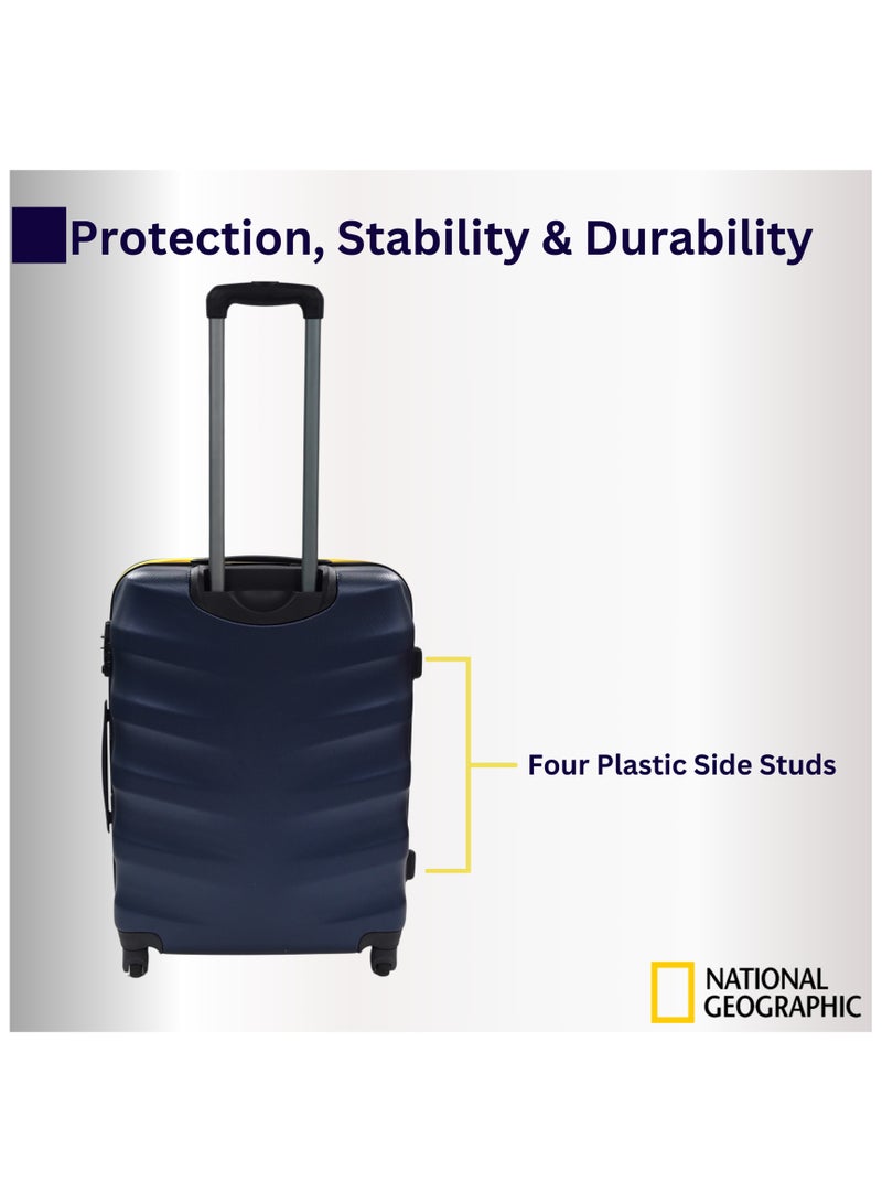 National Geographic Arete ABS Hard Case Medium Check-In Travel Suitcase Navy, Durable Lightweight Travel Luggage, 4 Wheel Trolley Bag with TSA Combination Lock (24 Inch).