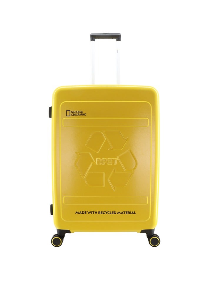 National Geographic RPET Balance Hardshell Large Check-In Suitcase, Durable Lightweight  TSA Combination Lock Travel Luggage, 4 Quite Spinner Wheel Trolley Bag (28 Inch) Yellow.