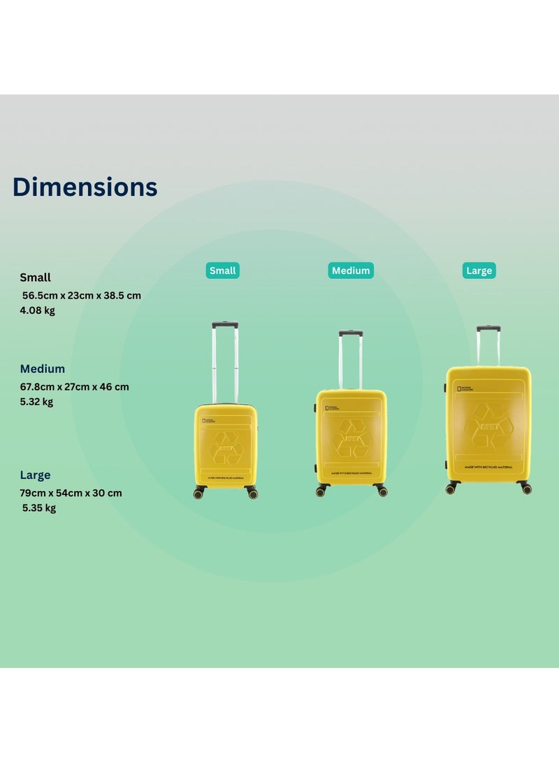 National Geographic RPET Balance Hardshell Large Check-In Suitcase, Durable Lightweight  TSA Combination Lock Travel Luggage, 4 Quite Spinner Wheel Trolley Bag (28 Inch) Yellow.