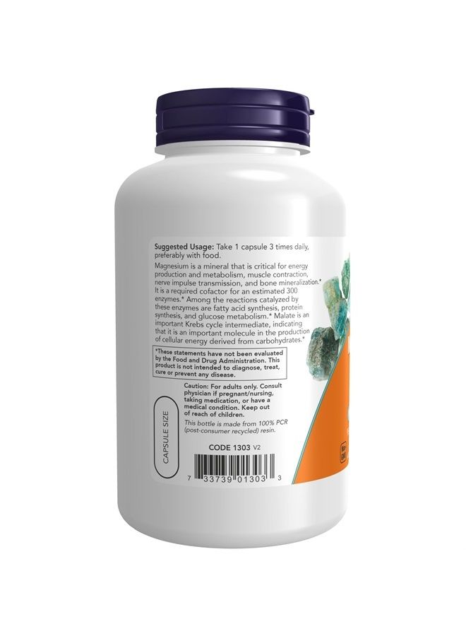 Supplements, Magnesium Malate Caps with 95 mg of Elemental Magnesium, Nervous System Support*, 180 Veg Capsules