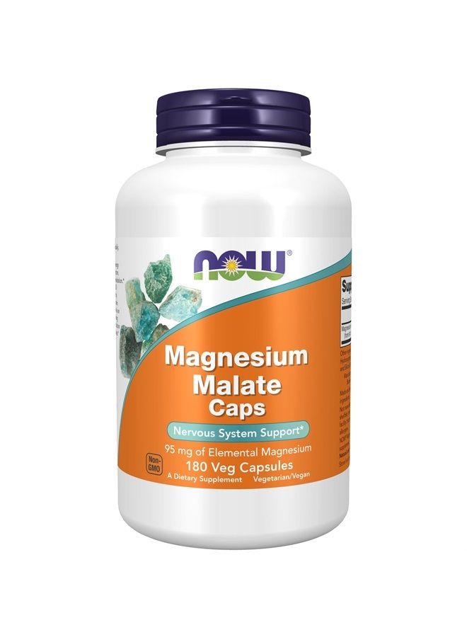 Supplements, Magnesium Malate Caps with 95 mg of Elemental Magnesium, Nervous System Support*, 180 Veg Capsules