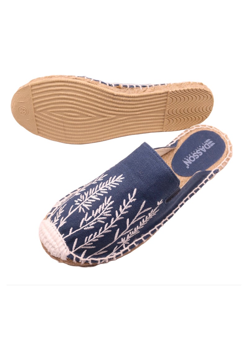 Embroidered Lavender Espadrilles (Nile Blue)