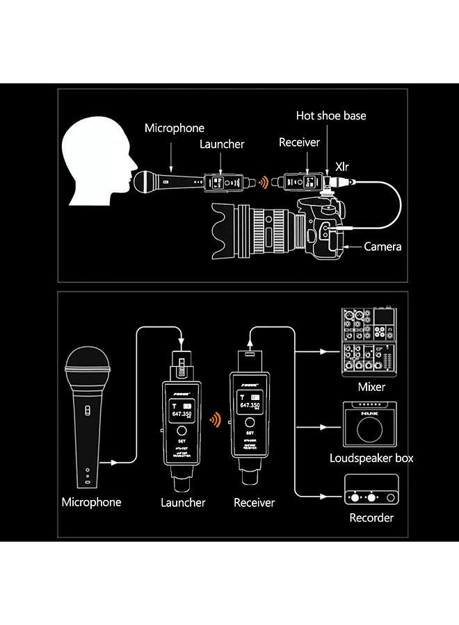 1 Pair Microphone Wireless System Wireless Transmitter System Transmitter & Receiver for Dynamic/Condenser Microphone