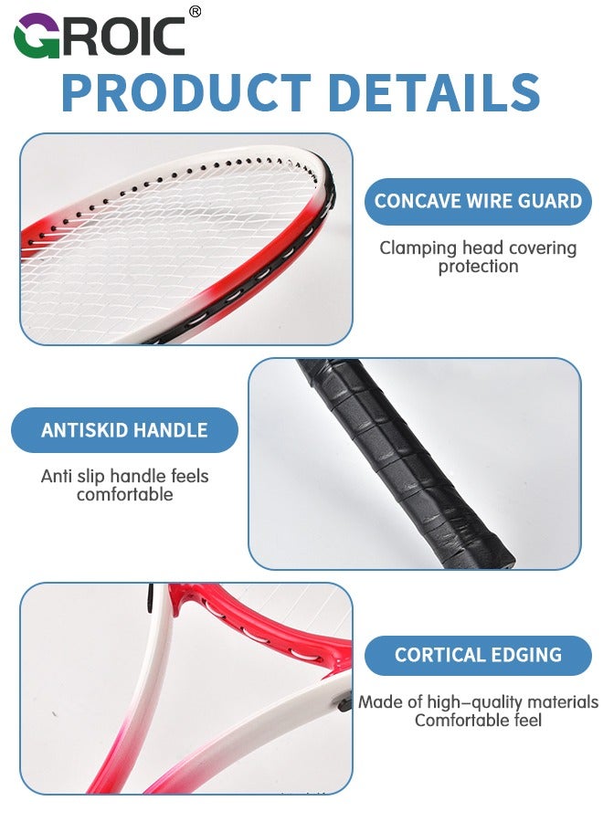 Tennis Rackets Set for Adults and Kids, 2 Player Tennis Rackets Set 27 Inch with 20 Inch for Parent-Child Activities with Tennis Trainer Rebound Balls, 2 Bag and 5 Replacement Grip Tapes