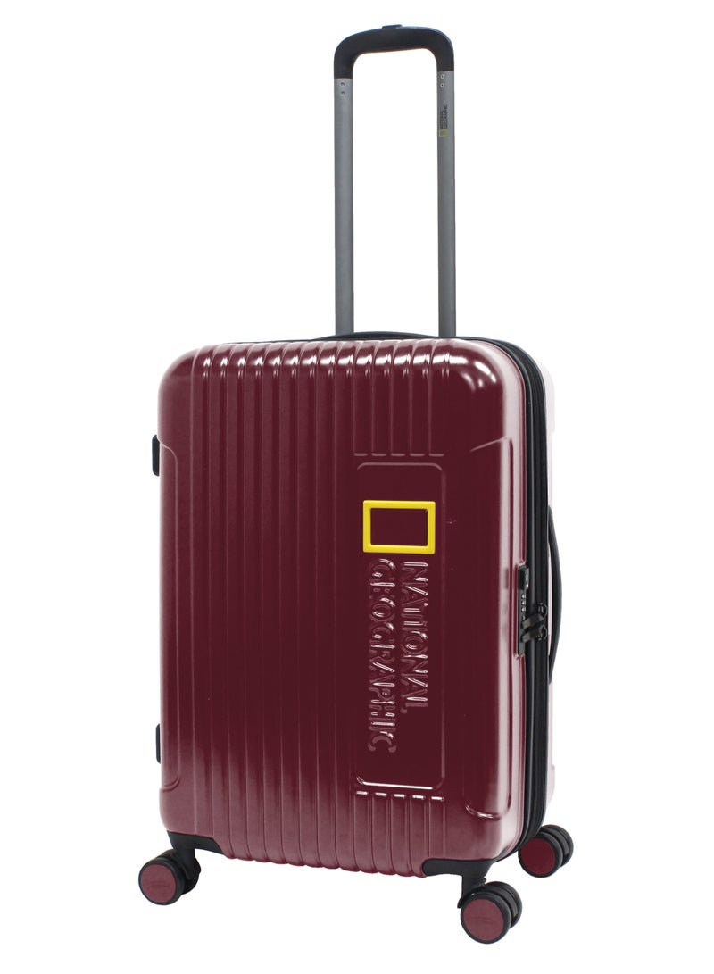 National Geographic Canyon ABS/PC Hardshell Medium Check-In Suitcase Burgundy, Durable Lightweight Expandable Anti-theft Zipper TSA Lock Travel Luggage, 4 Double Wheel Trolley Bag (24 Inch)