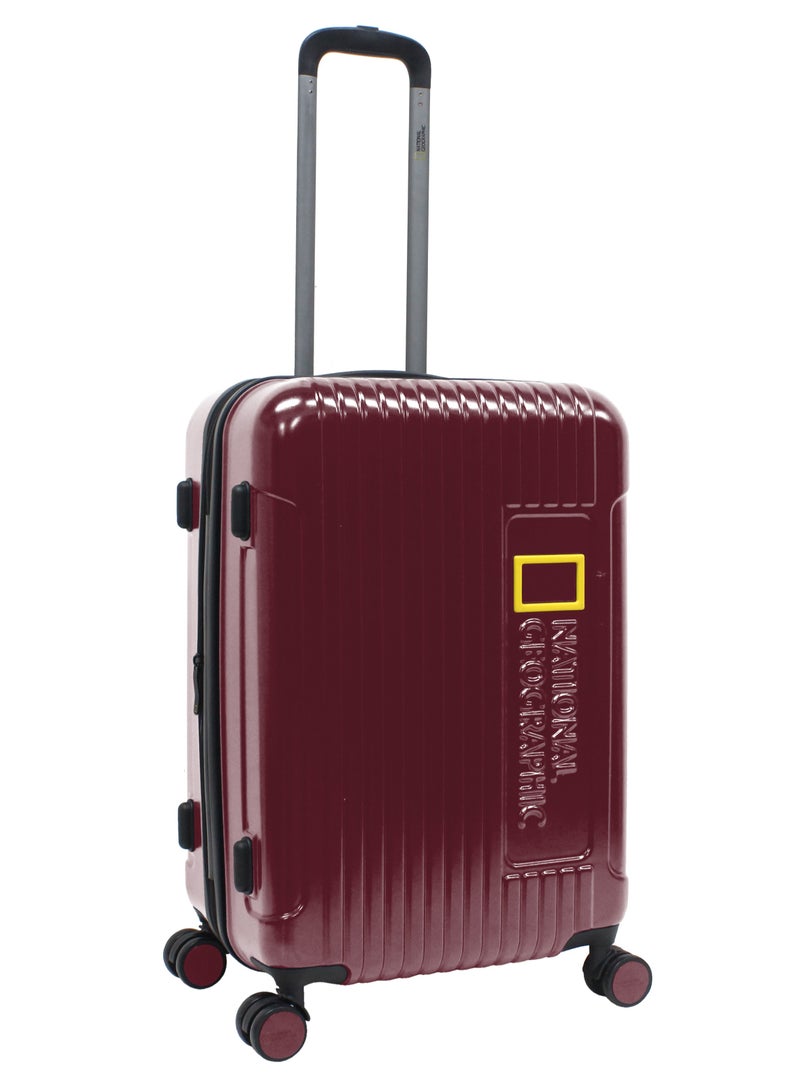 National Geographic Canyon ABS/PC Hardshell Medium Check-In Suitcase Burgundy, Durable Lightweight Expandable Anti-theft Zipper TSA Lock Travel Luggage, 4 Double Wheel Trolley Bag (24 Inch)