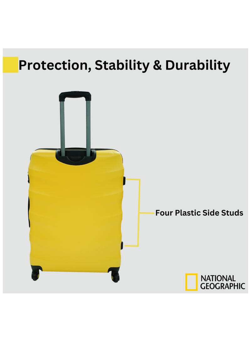 National Geographic Arete ABS Hard Case Medium Check-In Travel Suitcase Yellow, Durable Lightweight Travel Luggage, 4 Wheel Trolley Bag with TSA Combination Lock (24 Inch).