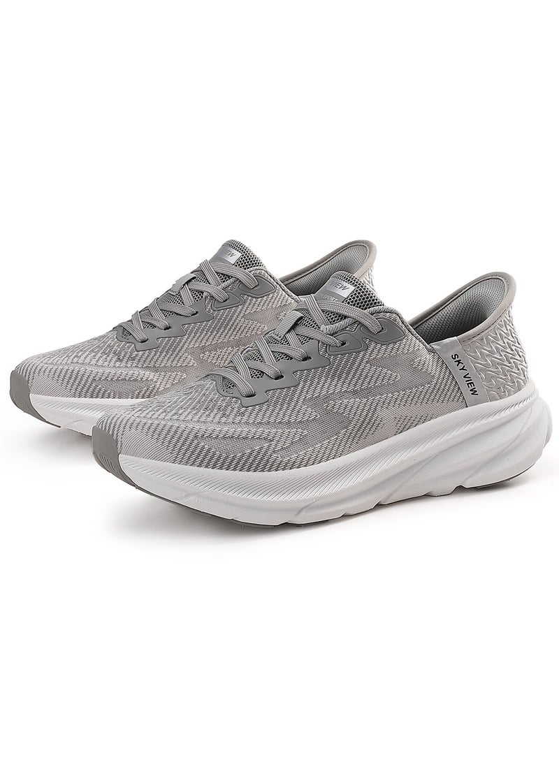 SKY VIEW Supportive Men And Women Hands Free Slip-ins Running Shoes Unisex Cushioned Breathable Athletic Fashion Sneakers Non Slip Walking Tennis Shoes Grey