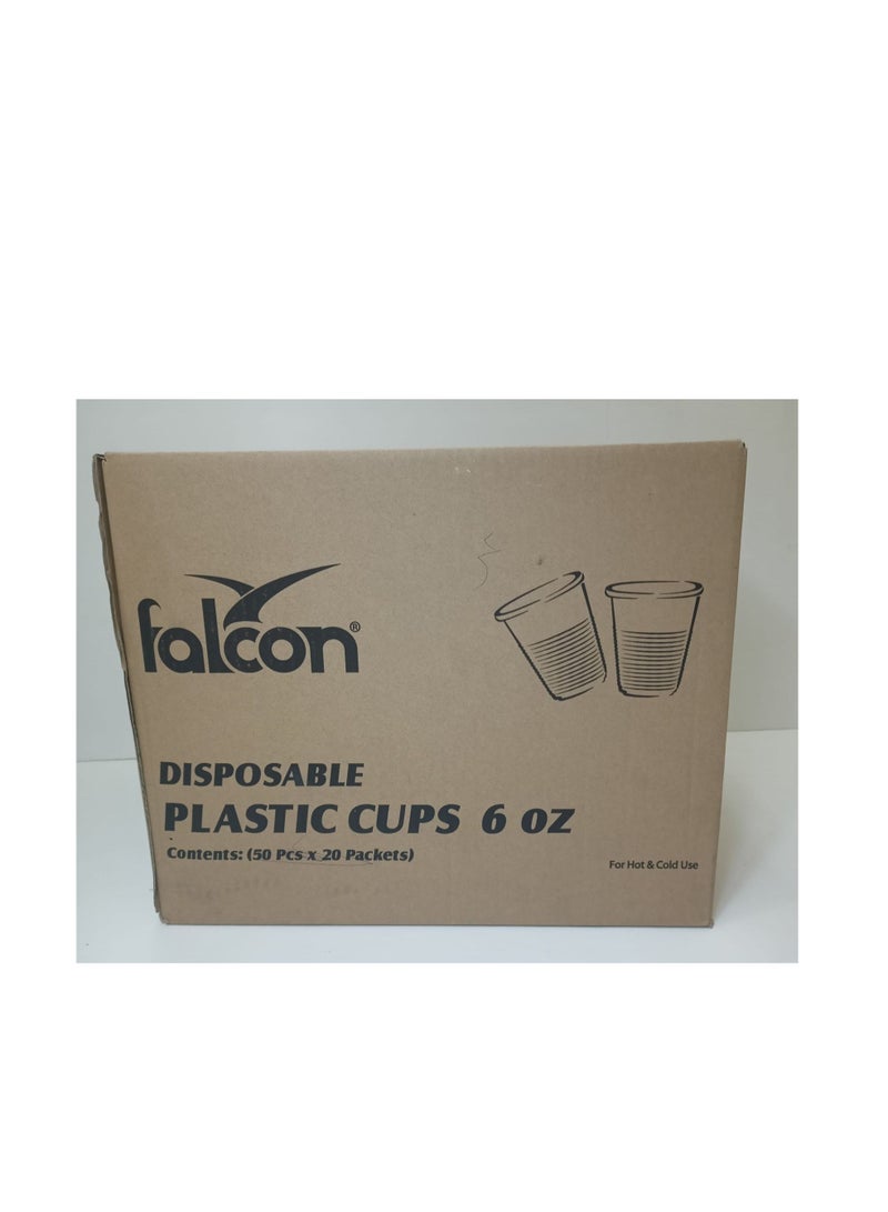 Falcon 1-Carton(20 X 50 Pcs) (1000Pcs)-Plastic Cups 6oz