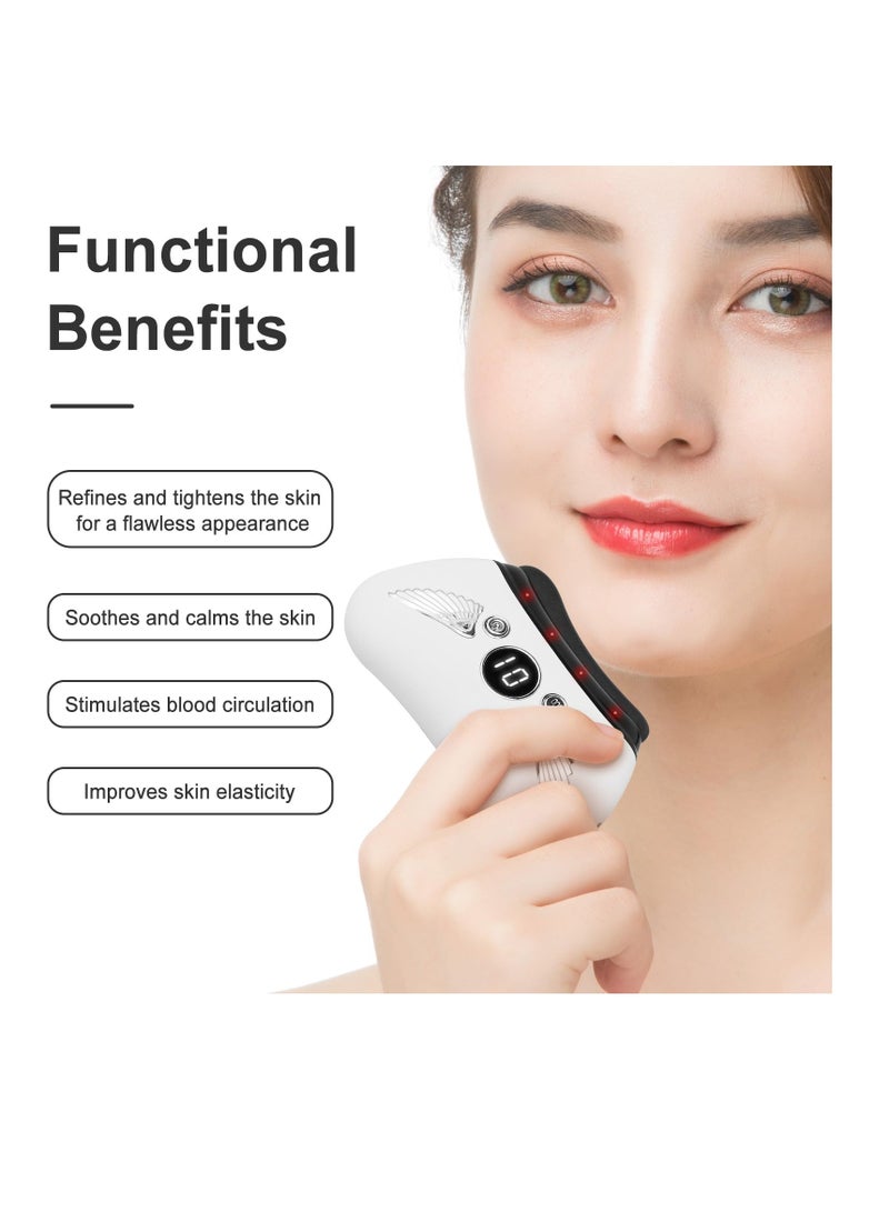 Upgraded Electric Face Massager, Face Device Gua Sha, Heat & Vibration Gua Sha Stone, Facial Lifting Machine for Face Neck Body Massage Anti-Wrinkle