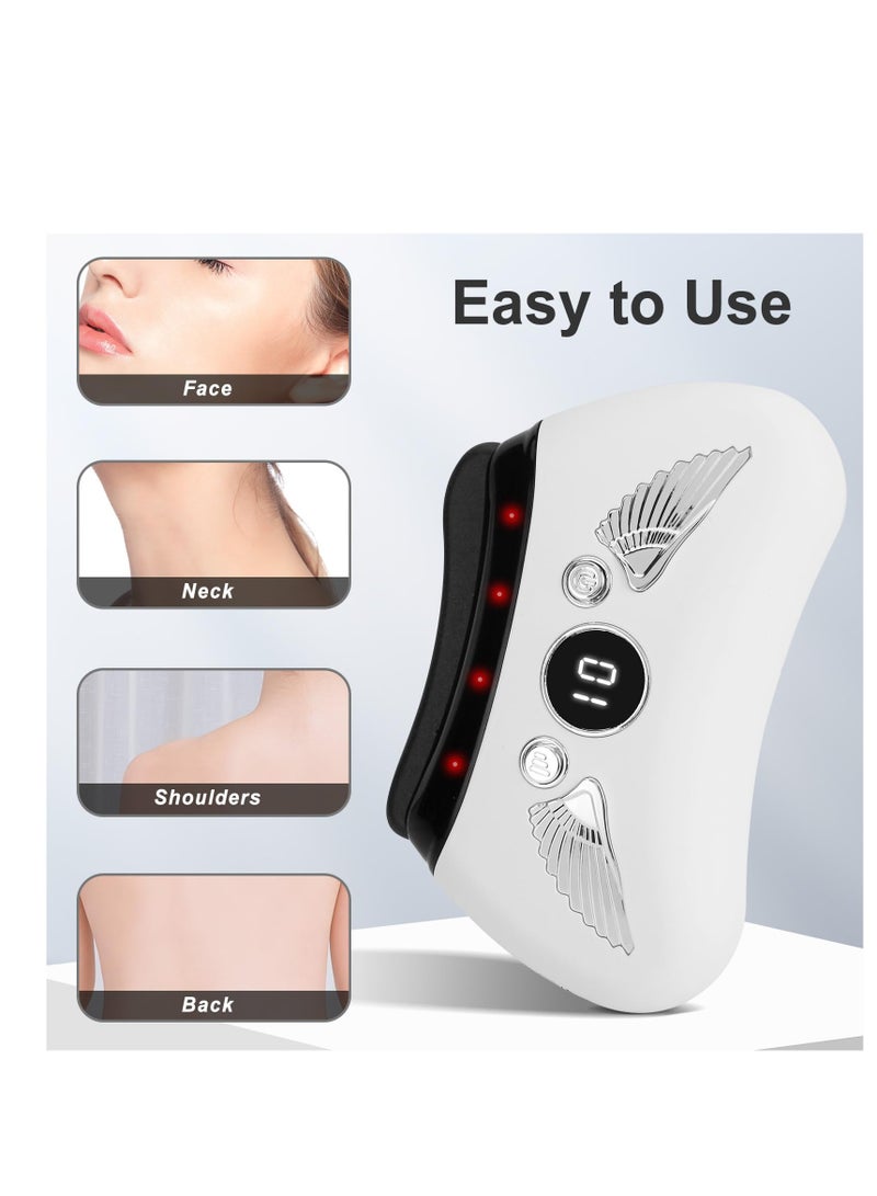 Upgraded Electric Face Massager, Face Device Gua Sha, Heat & Vibration Gua Sha Stone, Facial Lifting Machine for Face Neck Body Massage Anti-Wrinkle