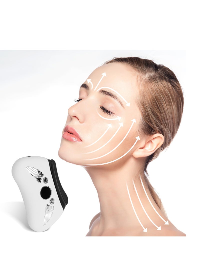 Upgraded Electric Face Massager, Face Device Gua Sha, Heat & Vibration Gua Sha Stone, Facial Lifting Machine for Face Neck Body Massage Anti-Wrinkle