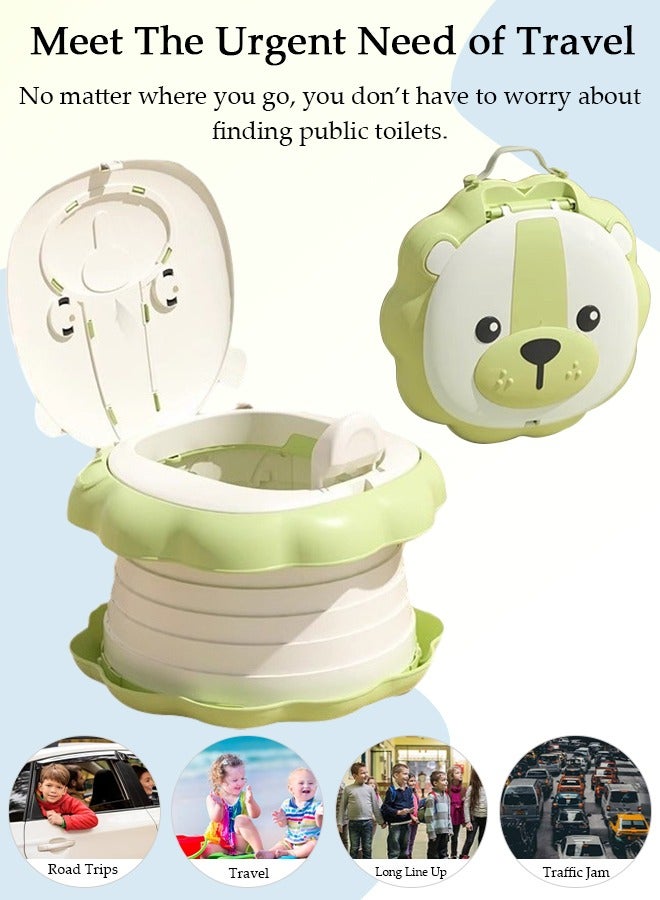 Folding Potty Training Toilet for Kids, Folding Car potty with Storage Bags, Travel Potty Chair for Kids, Portable Toilet for Camping Outdoor and Indoor