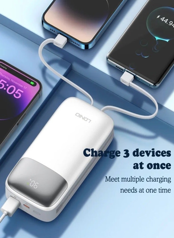 20000mAh Power Bank USB-C Fast Charging Power Banks smart LED Display with in-Built Charging Cable