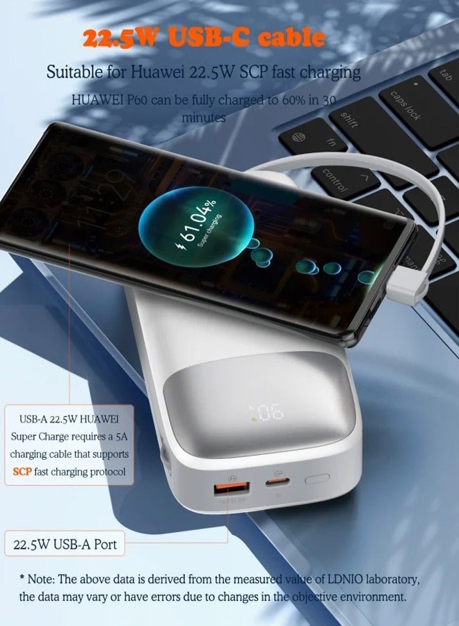 20000mAh Power Bank USB-C Fast Charging Power Banks smart LED Display with in-Built Charging Cable