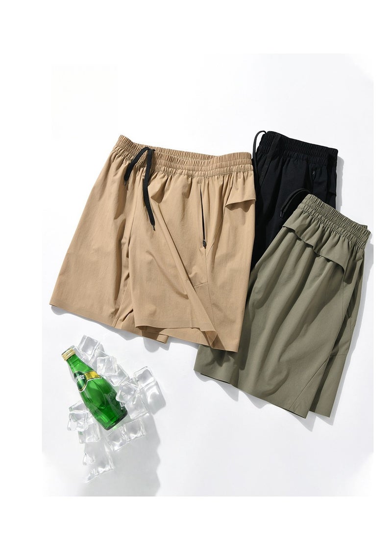 Ice Silk Shorts For Men, Thin, Breathable, Loose, Ice Sensitive, Quick Drying Sports Five Quarter Pants