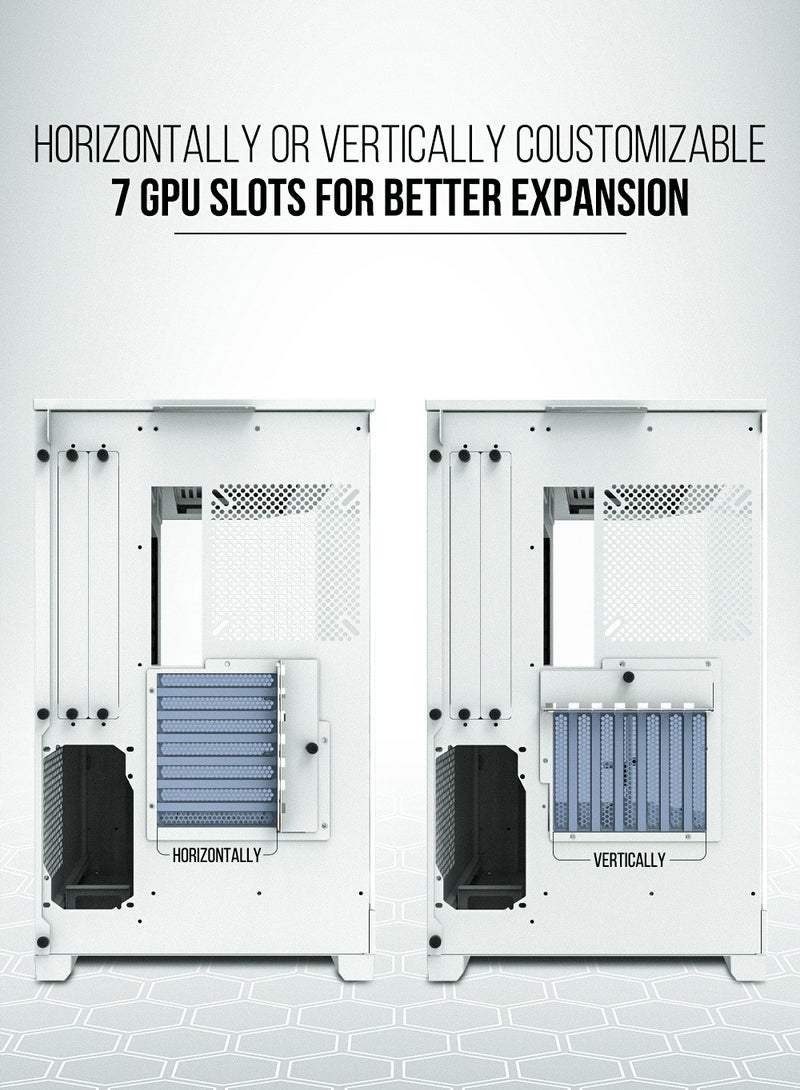 Tortox Prism Triple Glass Panel ATX/M-ATX Gaming PC Case with 7*ARGB PWM Fans, Type-C USB Port, Supports 360MM Radiator, 7 Expansion Slot, Included GPU stand- Gaming Case