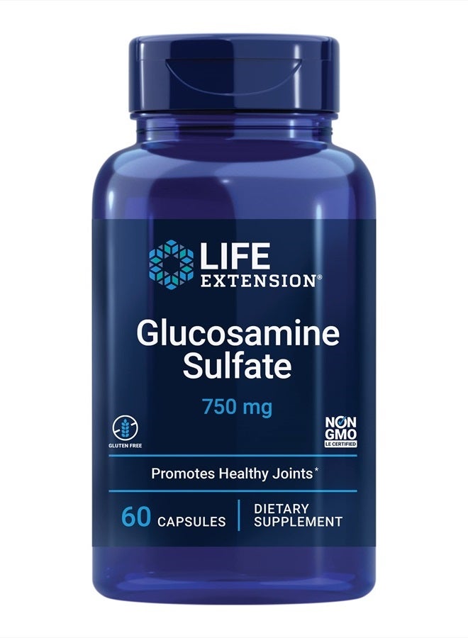 Glucosamine Sulfate, 750 mg, supports knee comfort and joint health, gluten-free, non-GMO, 60 capsules