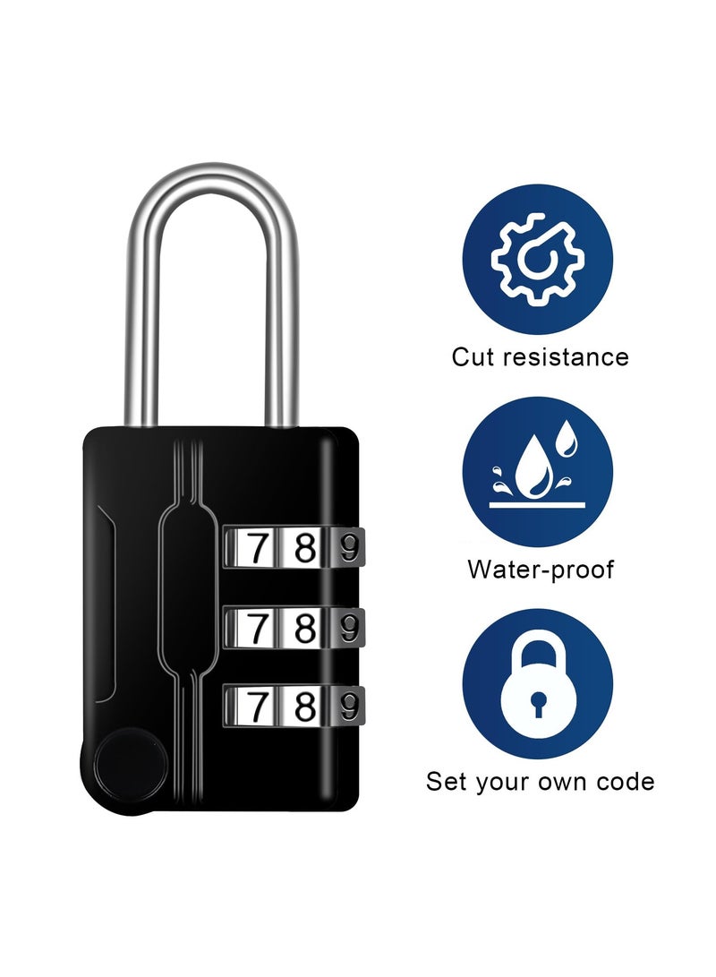 Suitcase Locks Luggage Locks, TSA Approved Luggage Lock, Zinc Alloy Security Padlock, 3-Dial Combination Padlock for Luggage, Suitcases, Backpacks, Duffle Bag 2Pcs (Black & Silver)