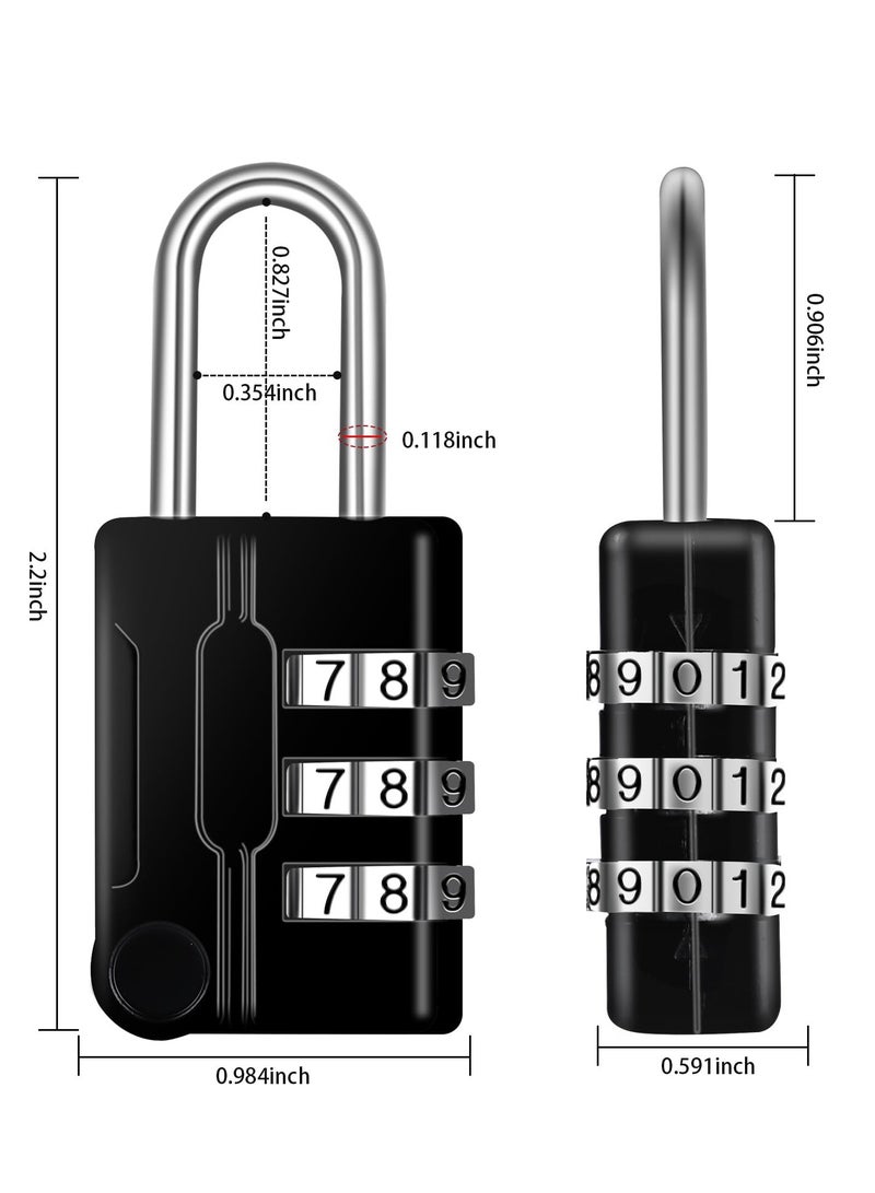 Suitcase Locks Luggage Locks, TSA Approved Luggage Lock, Zinc Alloy Security Padlock, 3-Dial Combination Padlock for Luggage, Suitcases, Backpacks, Duffle Bag 2Pcs (Black & Silver)