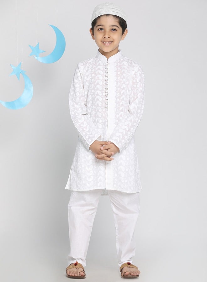 Boys' White Kurta Pyjama Set