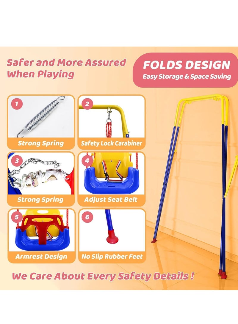 Toddler Swing Set and Baby Jumper, Baby Swing Stand Indoor/Outdoor Play, Anti-Flip Snug & Easy to Assemble Infants to Teens Kids Swing Seat for Playground 4 in 1