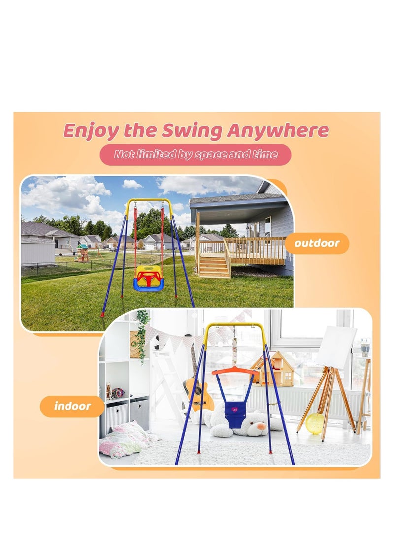 Toddler Swing Set and Baby Jumper, Baby Swing Stand Indoor/Outdoor Play, Anti-Flip Snug & Easy to Assemble Infants to Teens Kids Swing Seat for Playground 4 in 1