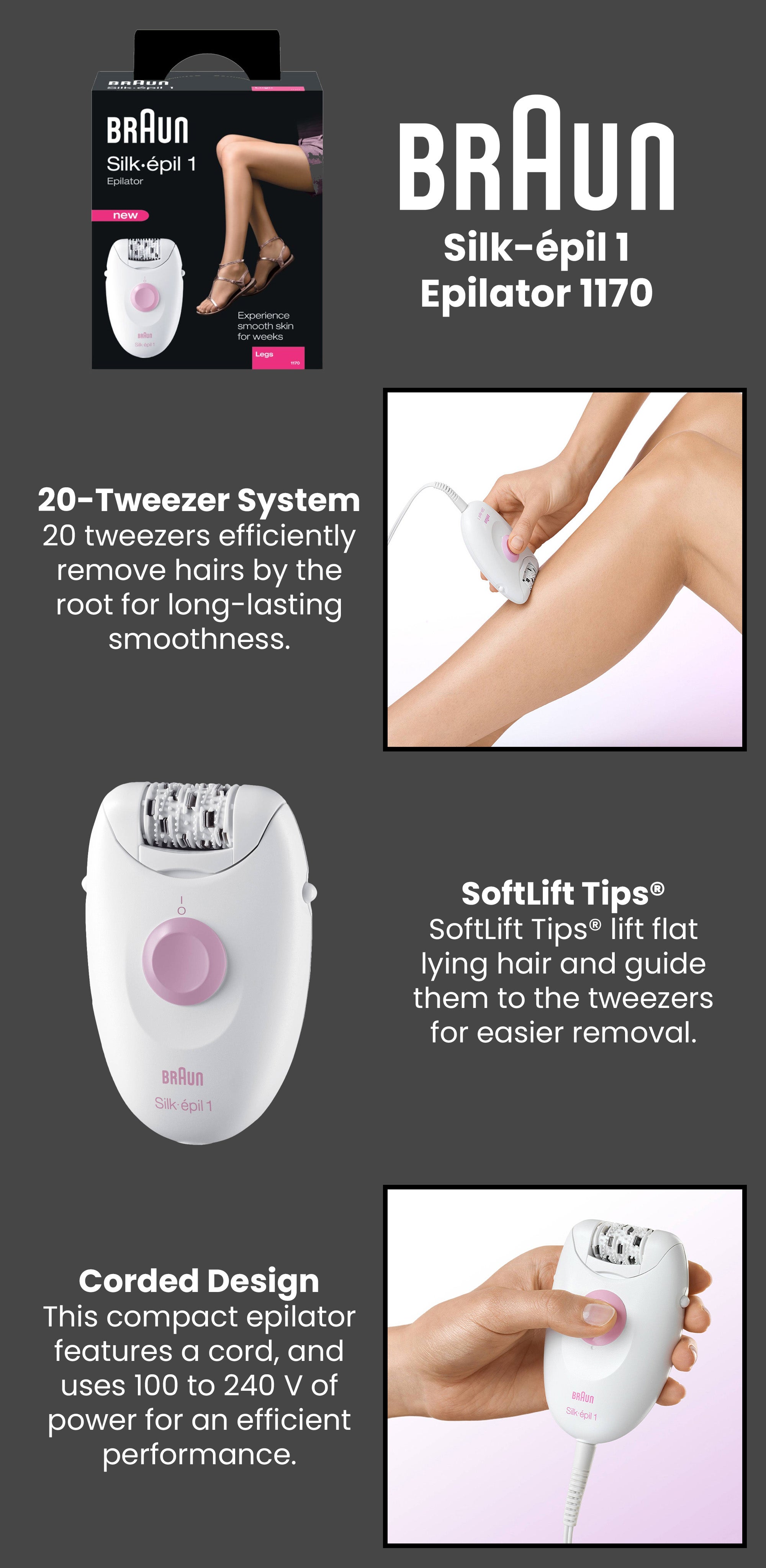 Silk Epil 1-170 Legs Epilator Pink/white