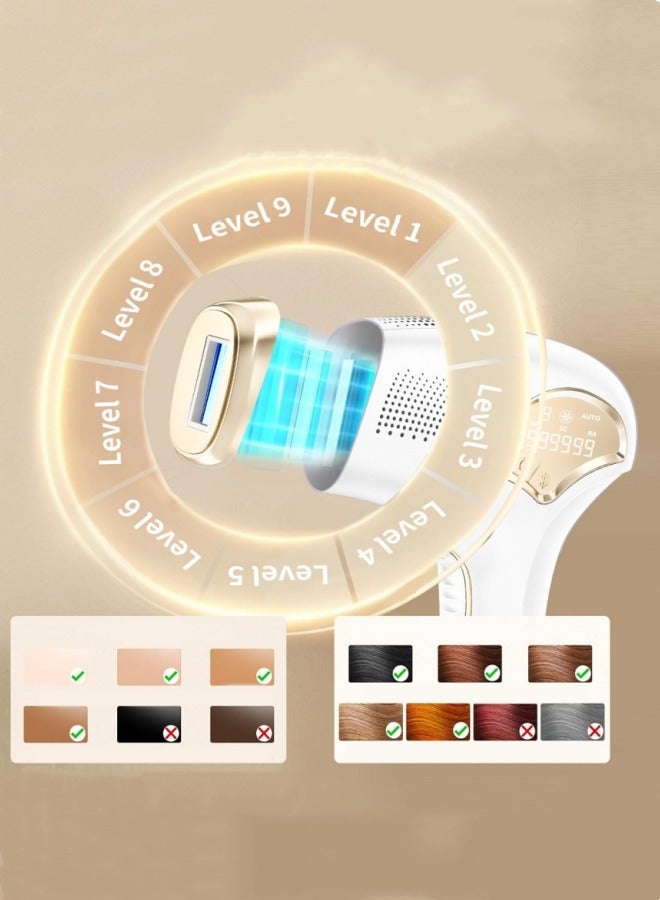 Hair Removal Device, At-Home Laser Hair Removal With Ice Cooling, 5 Energy Levels, Permanent Painless Epilation For Face Back Leg Arm Armpit Bikini Line