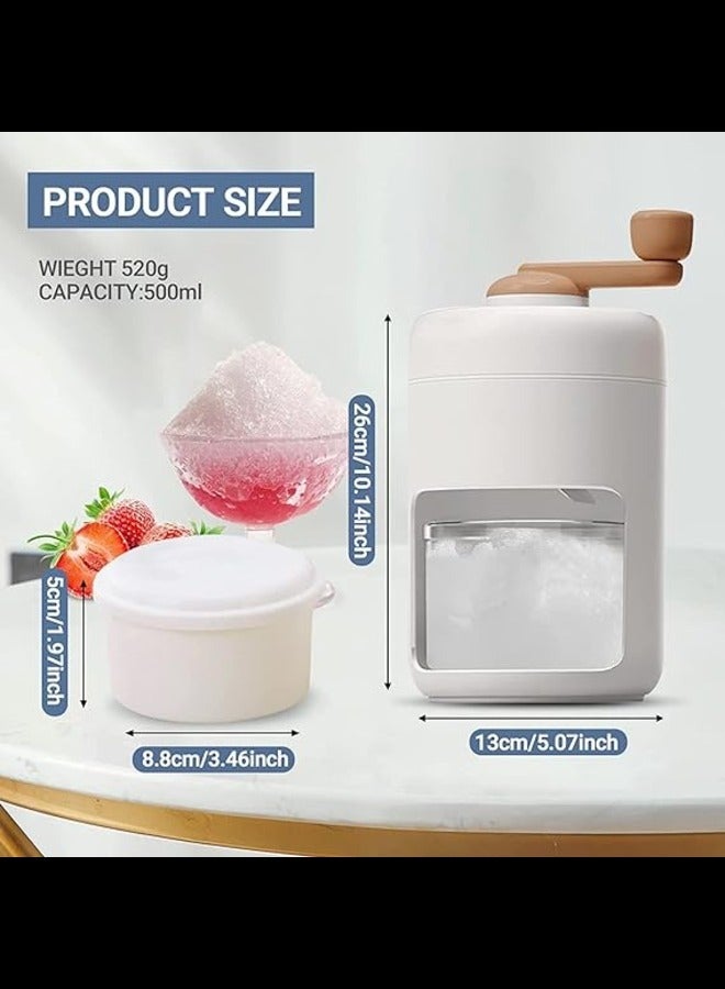 Manual Ice Crusher Slush Machine, Ice Shaver Cocktails, Portable Slushie Machines and Snow Cone Machine with Free Ice Cube Tray, BPA Free for Home Kitchen Resturant Use