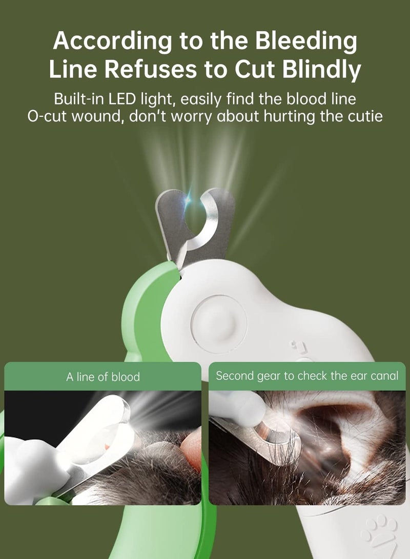 Dog Cat Pet Nail Clippers,Pet Nail Clipper with Two-Speed Ultra Bright LED Light for Nail Bloodline to Preventing Over Cutting, With Hidden Nail File