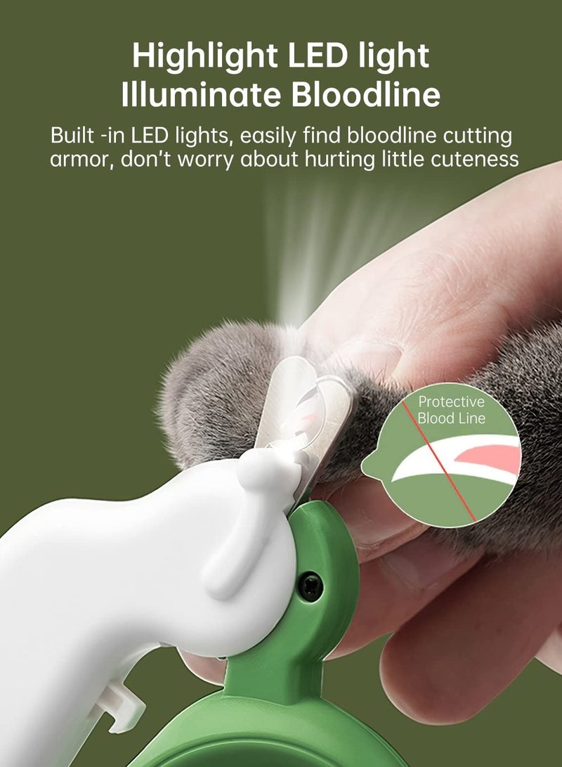 Dog Cat Pet Nail Clippers,Pet Nail Clipper with Two-Speed Ultra Bright LED Light for Nail Bloodline to Preventing Over Cutting, With Hidden Nail File