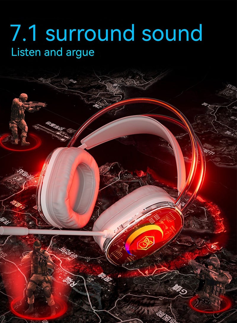 X15 USB Wired Headset 7.1 Surround Sound Gaming Transparent RGB Headphone With Mic