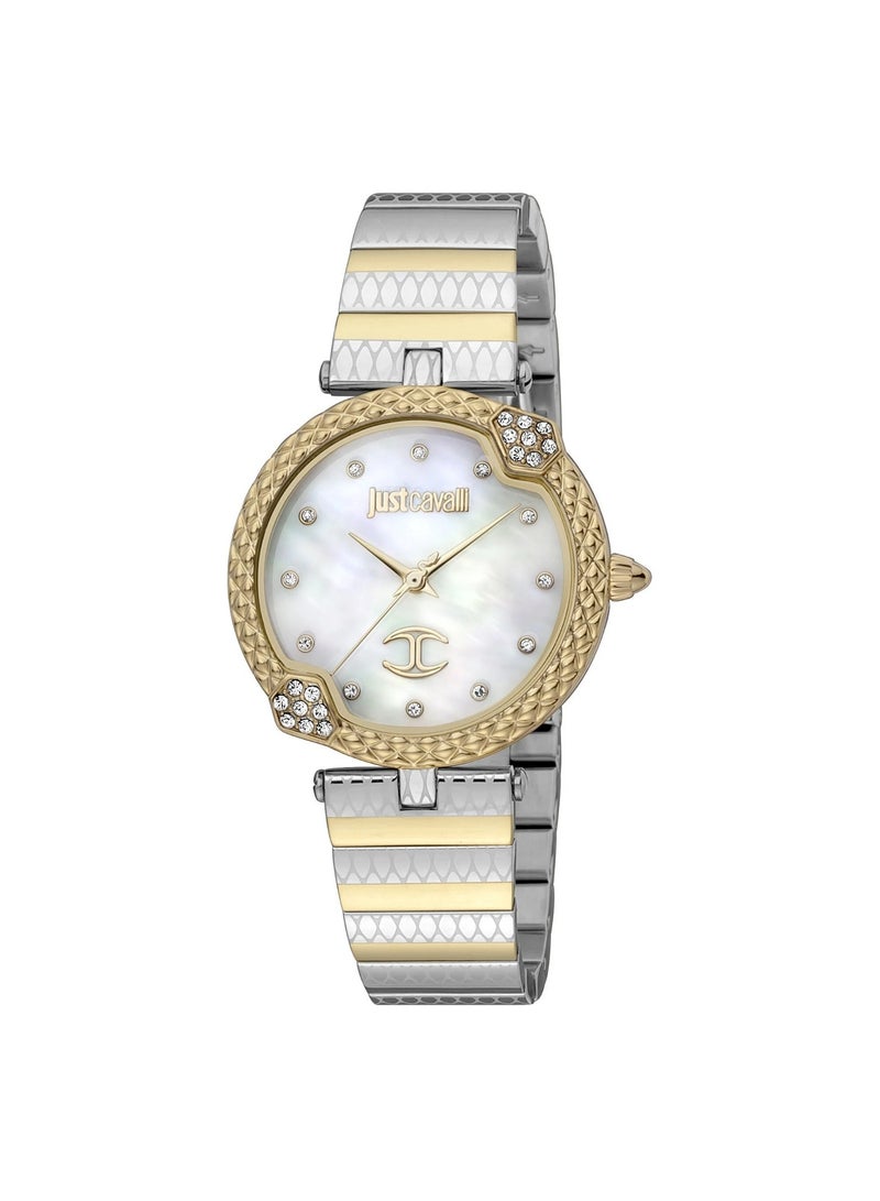 Just Cavalli Stainless Steel Analog Women's Bracelet Watch With Two Tone Silver And Gold JC1L197M0095