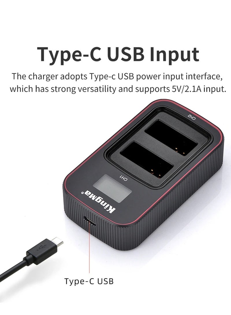 KingMa LP-E12 LP E12 Battery Dual Type-C USB LCD Charger For Canon EOS 100D M2 M M50 Mark II M50 M200 M100 M10