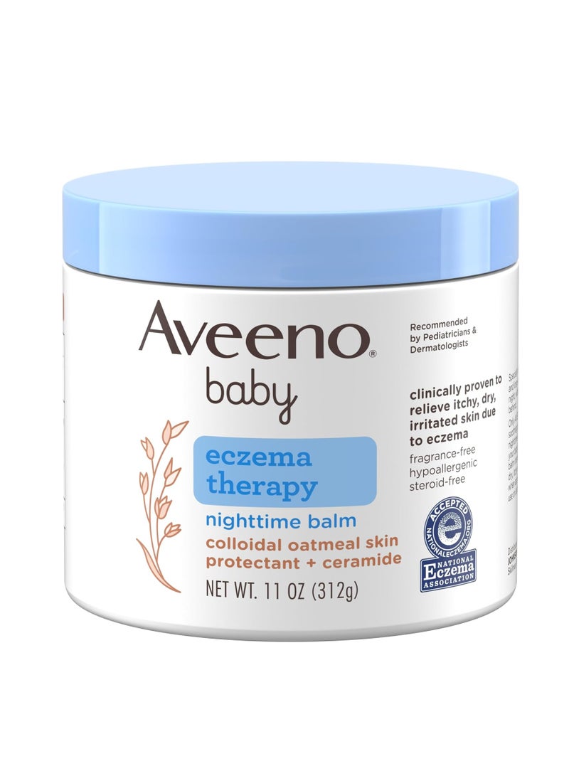 Aveeno Baby Eczema Therapy Nighttime Moisturizing Body Balm, Nourishing Skin Protectant Soothes & Relieves Dry, Itchy Skin from Eczema, Hypoallergenic, Fragrance- & Steroid-Free, 11 oz