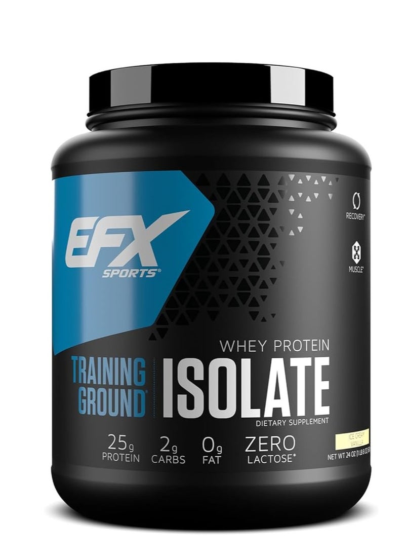 EFX Sports Whey Protein Isolate, Contributes To Growth In Muscle Mass And Muscle Recovery, Ice Cream Vanilla Flavor, 1lbs