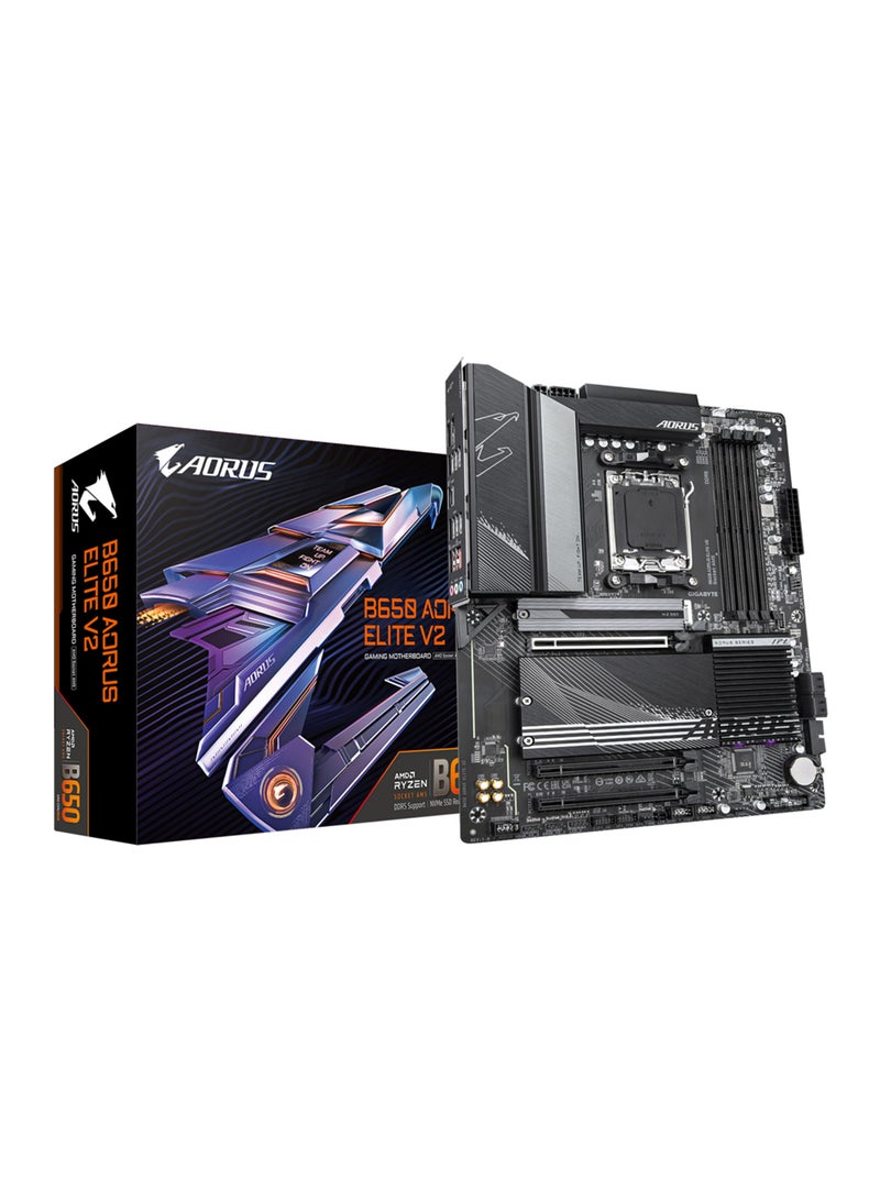 B650 Aorus Elite V2 ATX DDR5 Motherboard, Socket AM5, AMD B650 Chipset, 4x DDR5 Max 192GB Memory, 2.5GbE LAN, PCI E 4.0 x16 Slot, M.2 Connector, USB 3.2 -Type-C, B650 AORUS ELITE V2