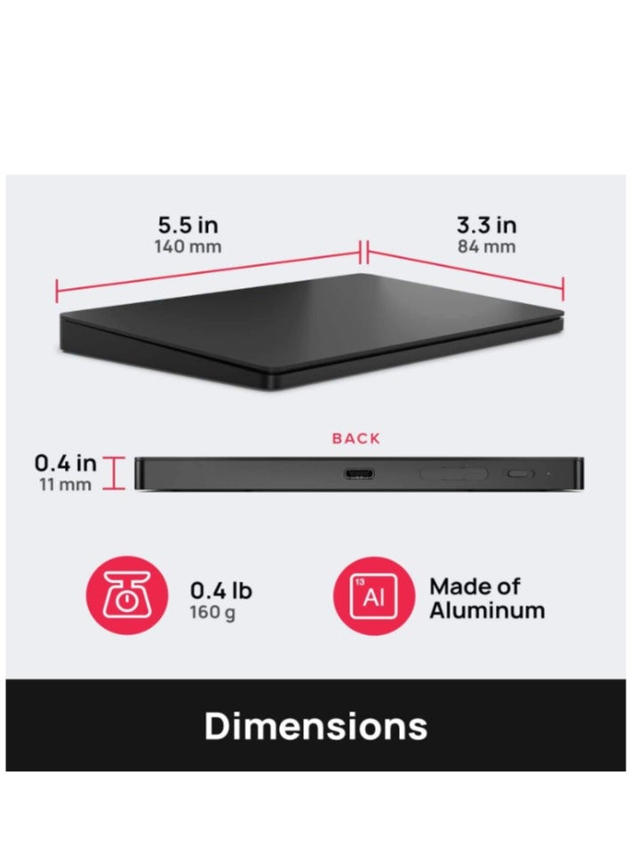 Brydge W-Touch Wireless Precision Touchpad | Compatible with Surface & Windows | Designed for Surface | (Black)