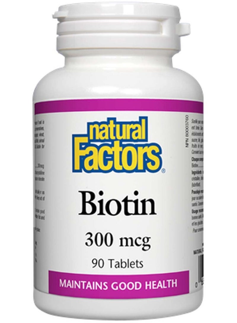 Natural Factors Biotin, 300 mcg, 90 Tablets