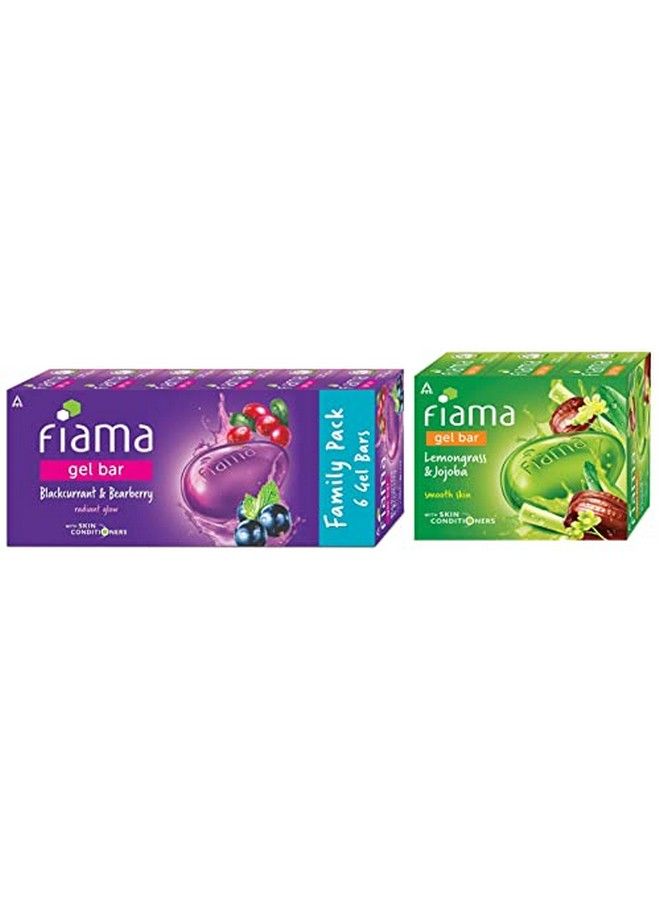 Gel Bar Blackcurrant And Bearberry With Skin Conditioners For Moisturized Skin 125G Soap (Pack Of 6) & Gel Bar Lemongrass And Jojoba For Smooth Skin 125G (Pack Of 3)