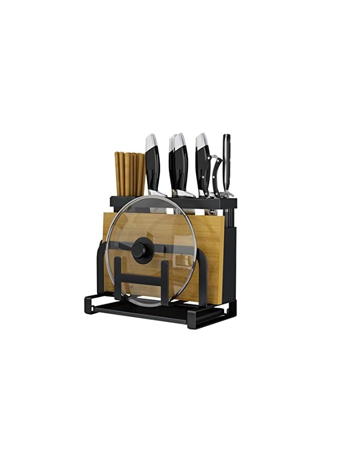 Holder, Solerconm Cutting Board Storage Rack Kitchen Utensil Holder Organizer Kitchen Countertop Storage, Knife Storage, Chopping Board Holder (Black)
