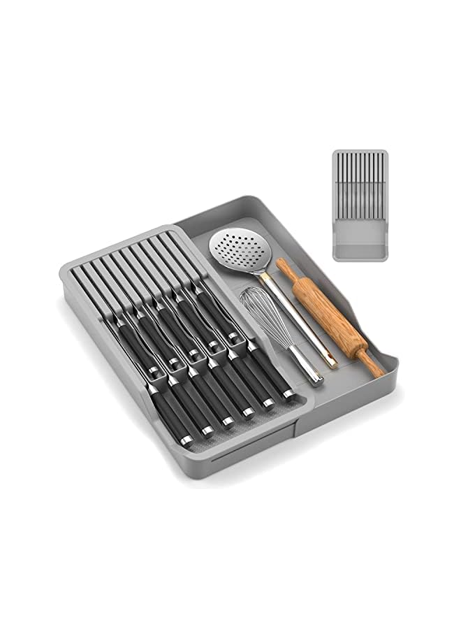 Block, Kitchen Knife Drawer Organizer, Expandable Knife Holder Insert for 11 Knives