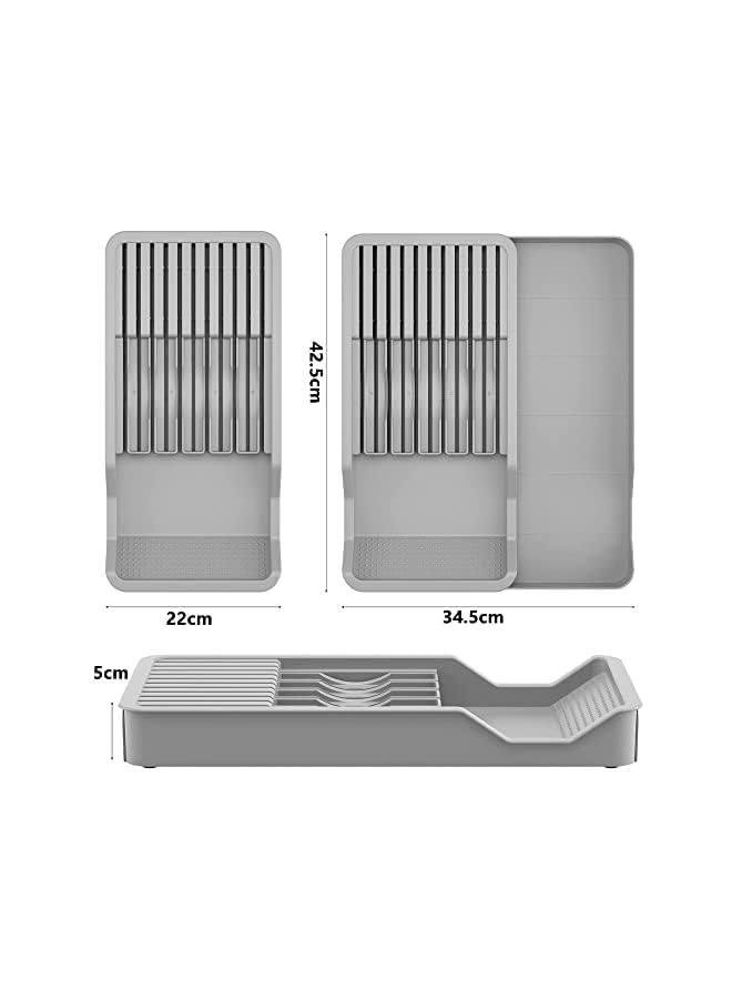 Block, Kitchen Knife Drawer Organizer, Expandable Knife Holder Insert for 11 Knives