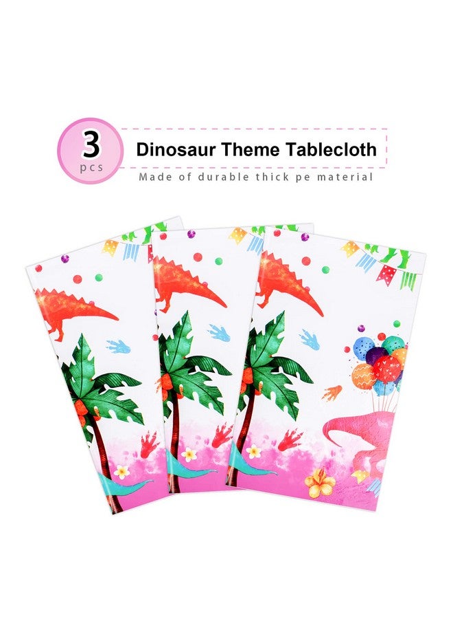 Pink Dinosaur Tablecloth For Dinosaur Birthday Decorations 3 Pack Dinosaur Table Cloth Plastic Dinosaur Table Cover Girl'S Party Supplies Dino Theme Rex Party Decoration 51 X 87