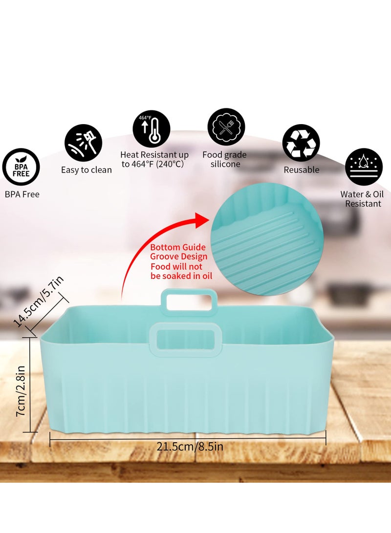 Silicone Air Fryer Liners, 2 Pcs Reusable Air Fryer Liners Square, Food Safe Non Stick Air fryers Basket Oven Accessories with Handles, Food Grade Silicone Baking Tray Pots Fits 4QT - 8QT Air Fryer
